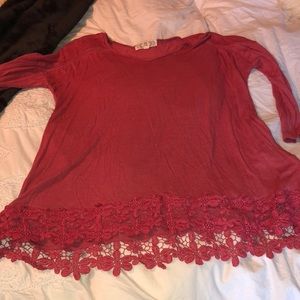 3/4 sleeves floral lace detailed shirt